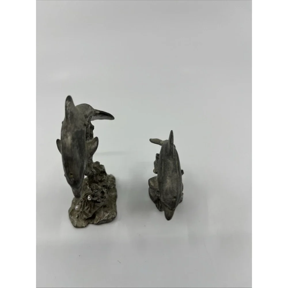 Pewter Dolphins Figurines Miniatures Sea Life Ocean Animals 2.5
